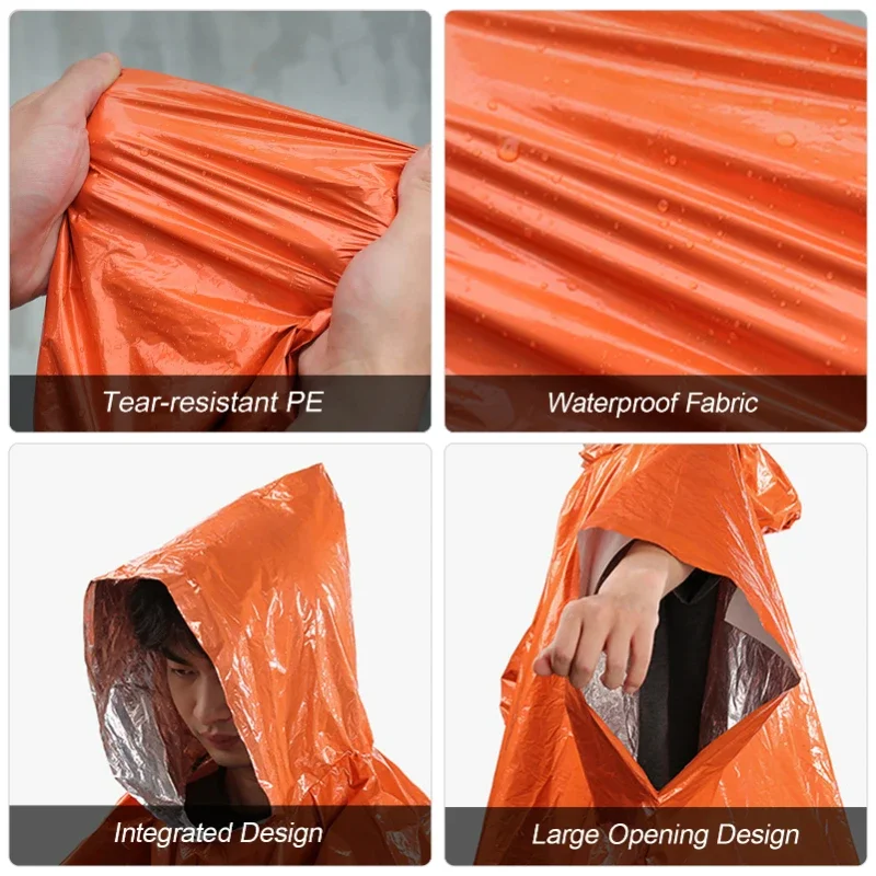 1PC Emergency Warm Raincoat Windproof and Rainproof Outdoor Survival Camping Equipment Survival Tools Camping Gear - Image 4