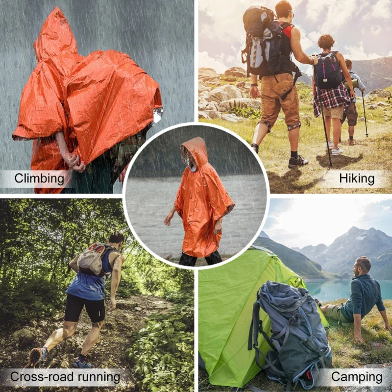 1PC Emergency Warm Raincoat Windproof and Rainproof Outdoor Survival Camping Equipment Survival Tools Camping Gear - Image 6